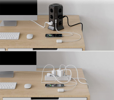 Prelungitor tip Turn Tessan TP-VA5U12E, 12 prize, 5 USB 4.5A, cablu 2m, protectie la suprasarcina [1]
