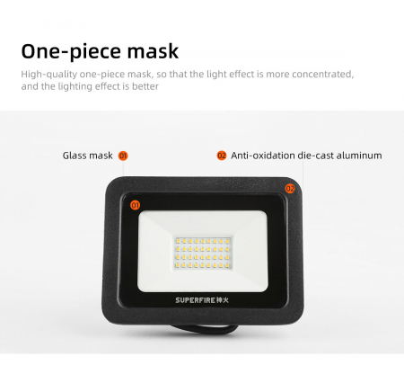 Proiector LED Superfire 30W, 2400 lm, 32 Leduri, lumina alb rece 6000K [4]