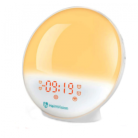 Casa si Gospodarie - Radio cu ceas Smart Wifi HeimVision, simulare rasarit, control din smartphone, lampa de veghe cu 7 culori, 20 de intensitati a luminii, incarcare USB, Alexa