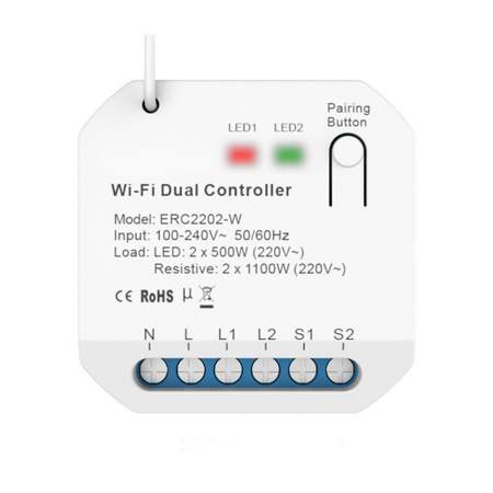 Casa si Gospodarie - Releu Smart Rovo ERC2202-W Kinetic, 2 canale, 2x5A, WiFi + RF433, Tuya