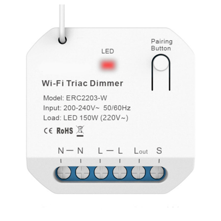 Casa si Gospodarie - Releu Smart Rovo ERC2203-W Kinetic Triac Dimmer, 1 canal, 1.5A, WiFi + RF433, Tuya
