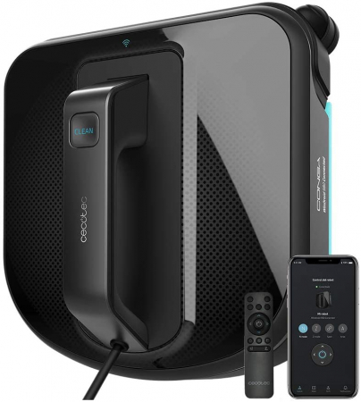 Aspirator Robot - Robot curatare geamuri Cecotec Conga WinDroid 980 Connected, Aplicatie Smartphone, Telecomanda, Stergere uscata si umeda,  5 moduri de curatare