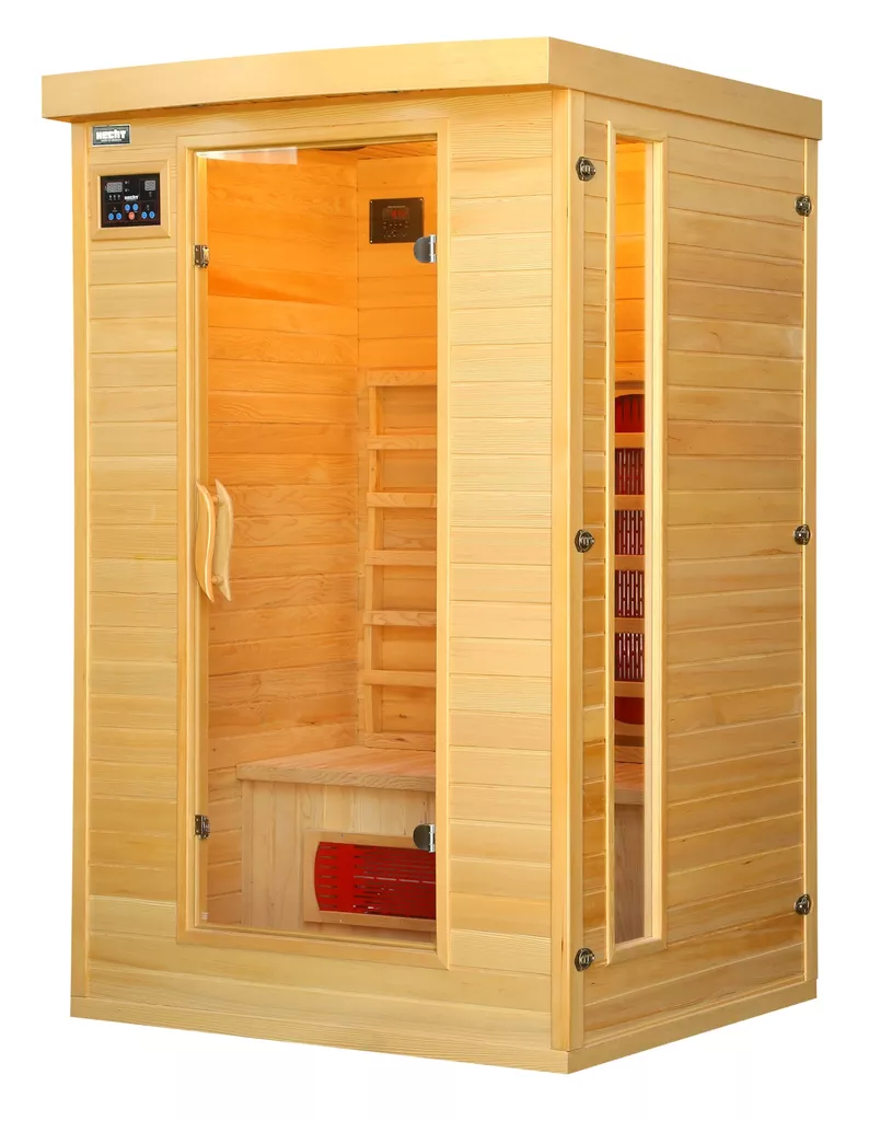 Saune - Sauna de interior cu infrarosu, pentru 2 persoane, ionizator de aer,  terapie prin culoare, MP3 Player, HECHT ESSENTIAL