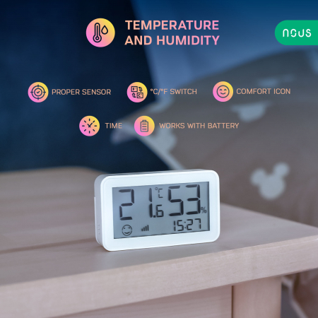Senzor Smart de Temperatura si Umiditate Nous cu afisaj E6, LCD, ZigBee [4]