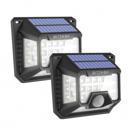 Casa si Gospodarie - Set 2 lampi solare BlitzWolf BW-OLT3, LED, 32 leduri, incarcare solara si senzor de miscare
