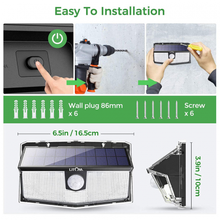 Set 2 lampi solare LITOM LTCD217, LED, 300 leduri, incarcare solara si senzor de miscare [2]