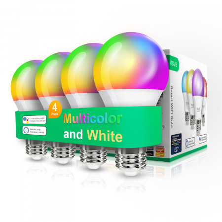 Casa si Gospodarie - Set 4 becuri LED NOUS P3 RGB Smart, E27, Control din aplicatie
