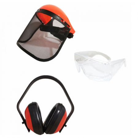 Accesorii echipamente de tuns iarba - Set accesorii de protectie pentru motocoasa, vizieră + ochelari + cască antifonică, BRECKNER MTC073