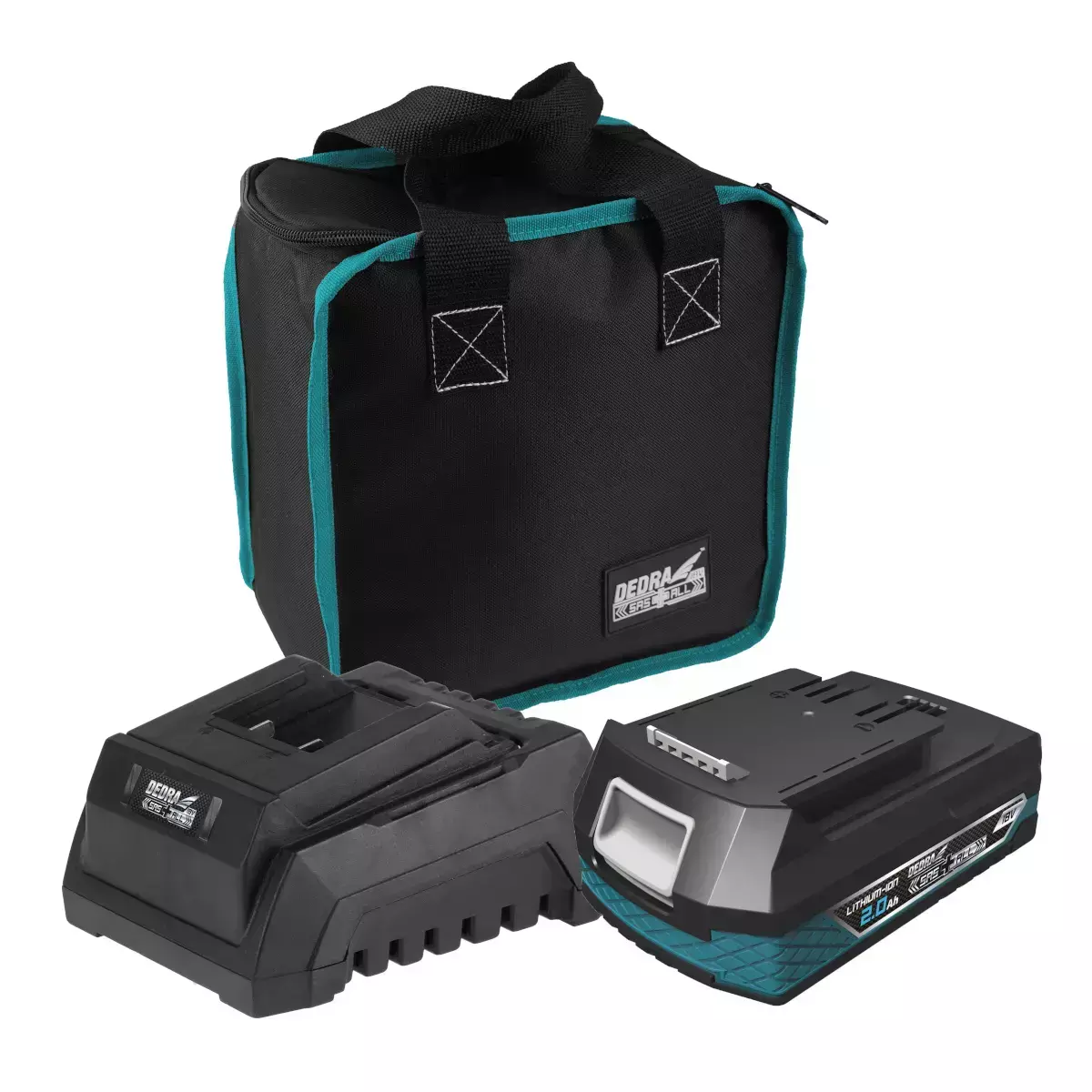 Acumulatori si incarcatoare - Set acumulator 2,0Ah + incarcator + geanta DEDRA DED7030G01