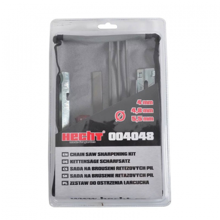 Accesorii motofierastrau - Set ascutire lant Hecht 004048, pila 4 mm/ 4.8 Mm/ 5.5 Mm