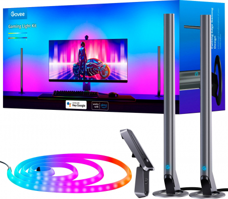Benzi LED - Set Banda si Lampi LED Govee H604A TV DreamView G1 Pro Gaming RGBIC, Camera 1080p HD