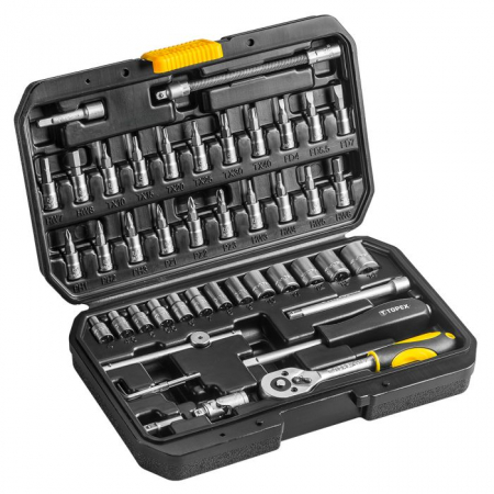 Scule de mana - Set de chei tubulare 1/4", set 46 buc. 38D640 TOPEX