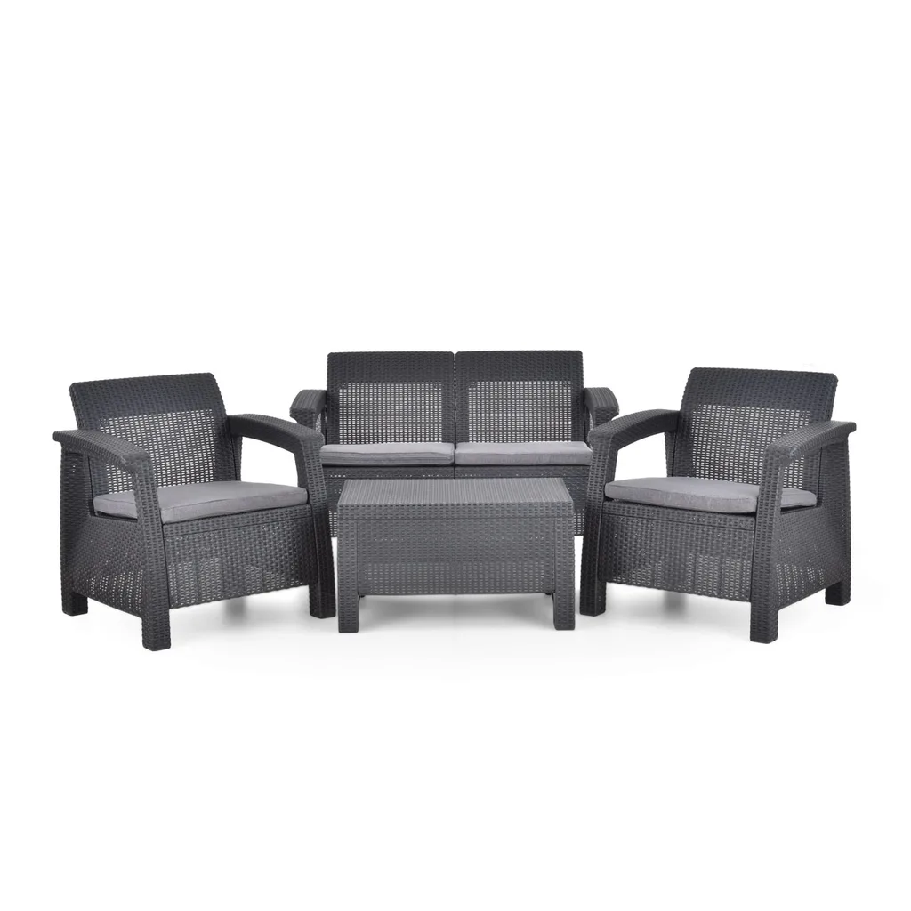 Mobila Gradina - Set de mobilier de grădină, 2 fotolii, o canapea și o masă - HECHT SIERRA MAXI