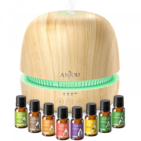 Aromaterapie si Beauty - Set Difuzor aromaterapie Anjou AJ-PCN082 cu 8 uleiuri esentiale pure
