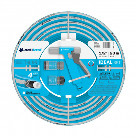 Grădină - Set furtun pentru gradina Cellfast  IDEAL 1 2   20m, protectie UV, antirasucire, pistol stropire, conectori