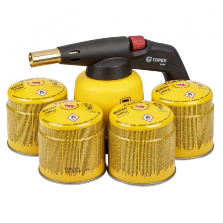 Lampi gaz - Set lampa gaz lichefiat cu 4 butelii 190g, 1.9kW, 1350°C, Topex 44E154