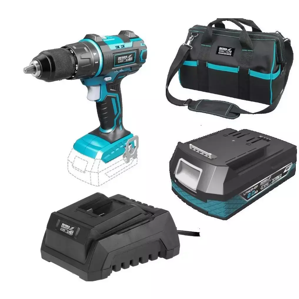 Masini de gaurit cu acumulatori - Set mașină de găurit/înșurubat 50Nm + acumulator 2,0Ah + incarcator + geanta DEDRA SAS+ALL DED7019