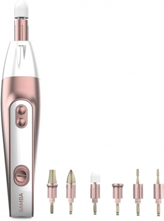 Ingrijire personala - Set Pila electrica manichiura-pedichiura Cecotec Bamba PinkyCare 700 Perfect Nails, 7 capuri, 5 viteze, 2 directii de rotatie