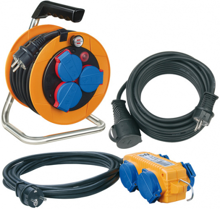 Prelungitoare - Set Prelungitor Exterior Brennenstuhl Power-Pack IP44 cu tambur, 3 prize, 10m H07RN-F 3G1,5, prelungitor 10m H07RN-F 3G1,5 Prelungitor 5 m cu priza H07RN-F 3G1,5