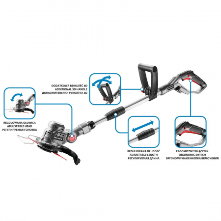 Set  trimmer pentru iarba  + acumulator2Ah + încărcător ENERGY+ GRAPHITE 58G030-BC [14]