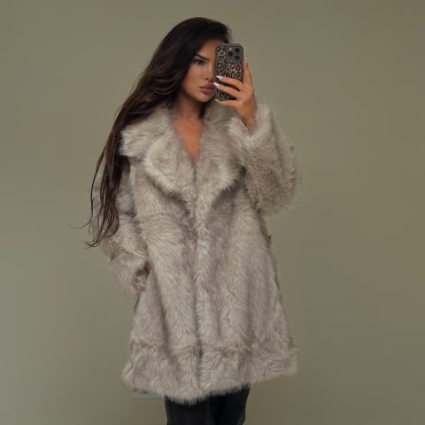 IMBRACAMINTE DE EXTERIOR - Haină de blană Oversize Crem
