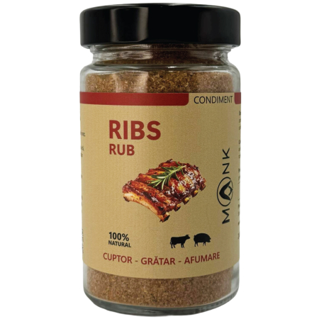 Dry Rub Ribs MONK – Condiment pentru Coaste BBQ Fragede și Grill