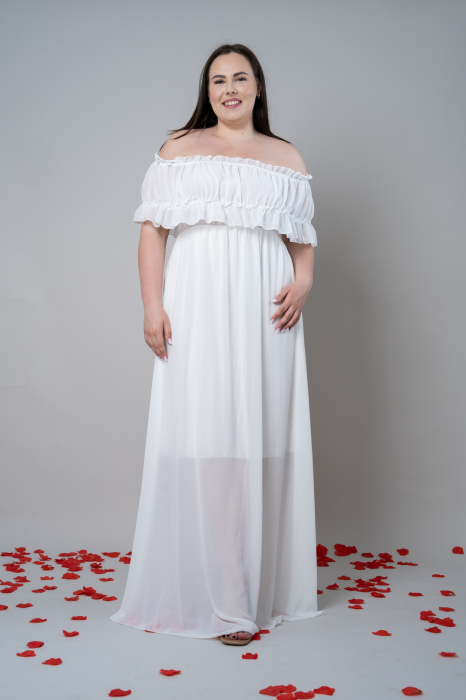 Rochie Voal Lunga Alb - Marime Universala [3]
