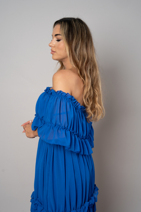 Rochie Voal Lunga Albastra - Marime Universala [3]
