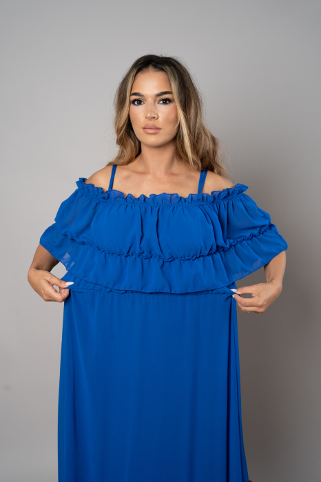 Rochie Voal Lunga Albastra - Marime Universala [4]