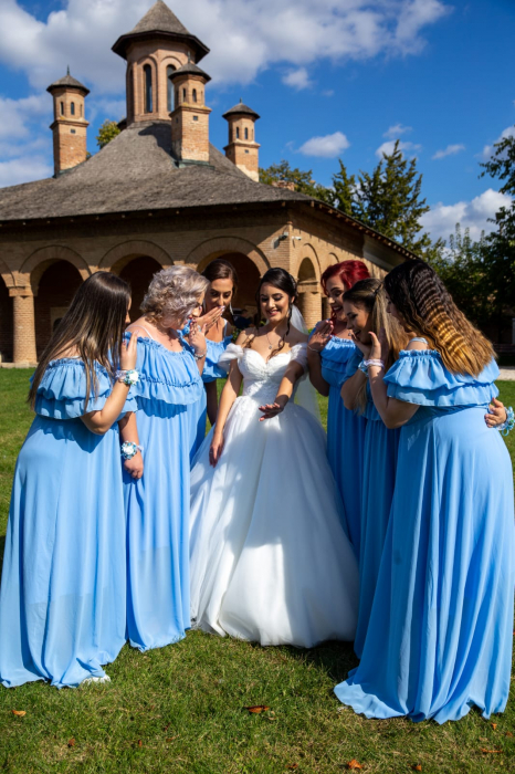 Rochie Voal Lunga Bleu cu Papion si Bratara - Marime Universala [5]