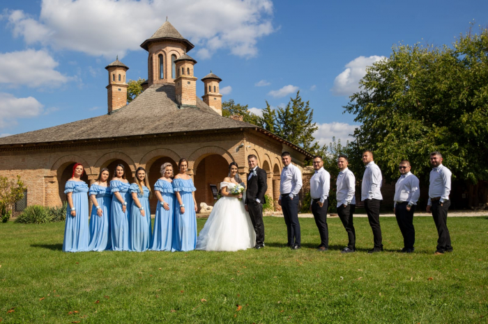 Rochie Voal Lunga Bleu cu Papion si Bratara - Marime Universala [4]