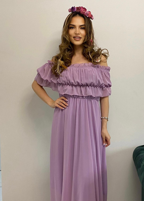 Rochie Voal Lunga Lila - Marime Universala [2]