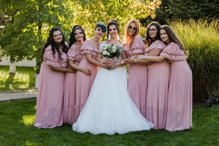 Rochie Voal Lunga Roz Pudra - Marime Universala [5]