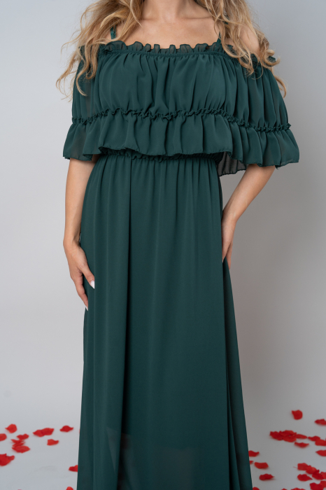 Rochie Voal Lunga Verde Brad - Marime Universala [2]