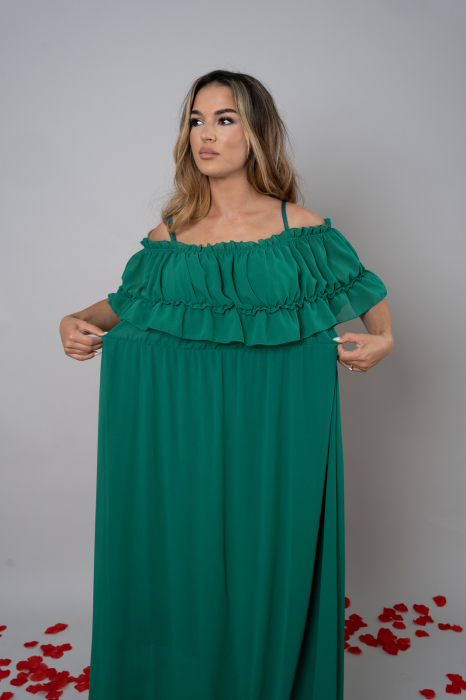 Rochie Voal Lunga Verde Smarald - Marime Universala [2]