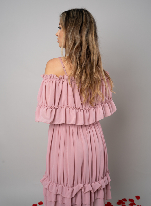 Rochie Voal Roz Pudra - Marime Universala [4]