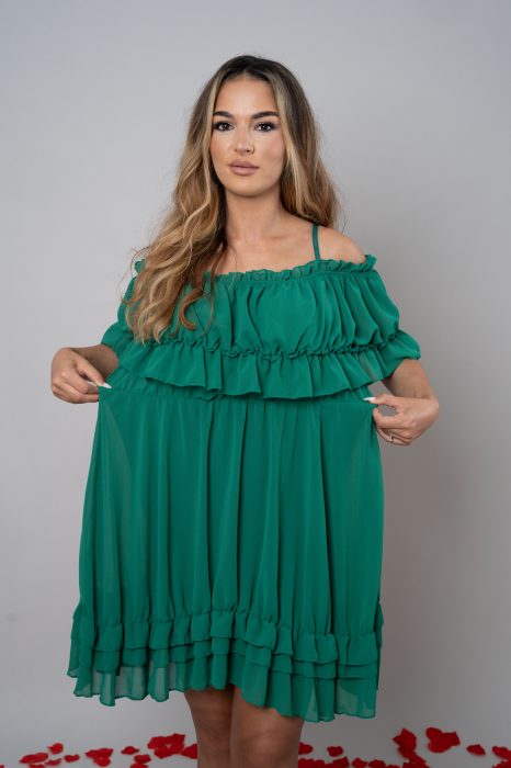 Rochie Voal Verde Smarald - Marime Universala [3]