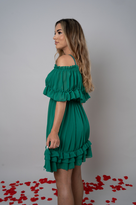 Rochie Voal Verde Smarald - Marime Universala [4]