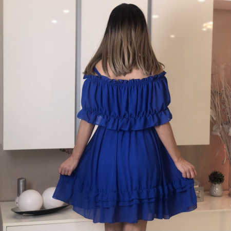 Rochie Voal Albastra cu Papion si Bratara - Marime Universala [1]