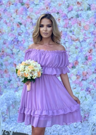 Rochii Domnisoare de Onoare Scurte - Rochie Voal Lila - Marime Universala
