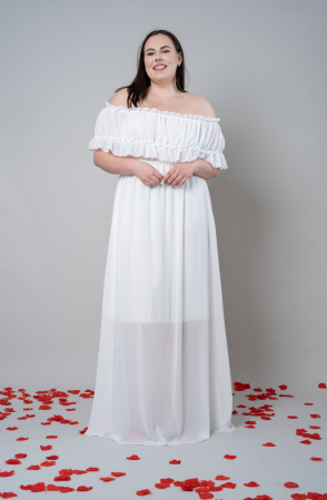 Rochie Voal Lunga Alb - Marime Universala [1]