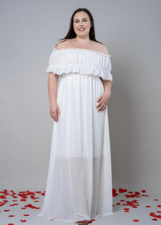 Rochii Domnisoare de Onoare Lungi - Rochie Voal Lunga Alb - Marime Universala