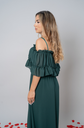 Rochie Voal Lunga Verde Brad - Marime Universala [2]
