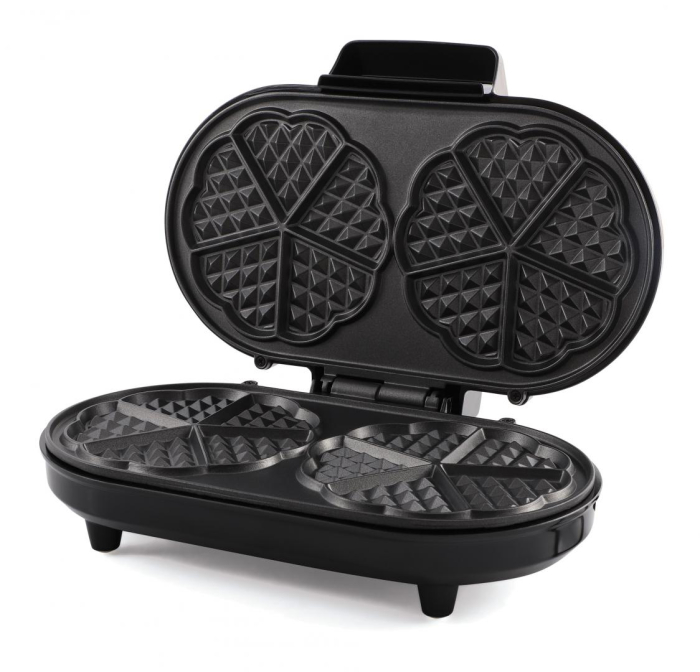 Aparat de facut gofre Heinner Copper Crown HWF-1000CR, 1000W, buton reglare temperatura, placi cu invelis antiaderent, plite gofre: 13.97 cm, Negru/aramiu [2]