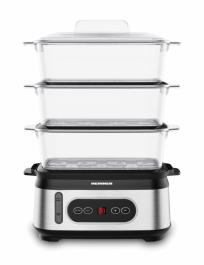 Aparat de gatit cu aburi Heinner HSA-D950SS, 800-950W, display LED, 9L, 1.5L, trei vase pentru gatire BPA free, temporizator 60 min, indicator luminos, protectie impotriva functionarii fara apa, cablu [1]