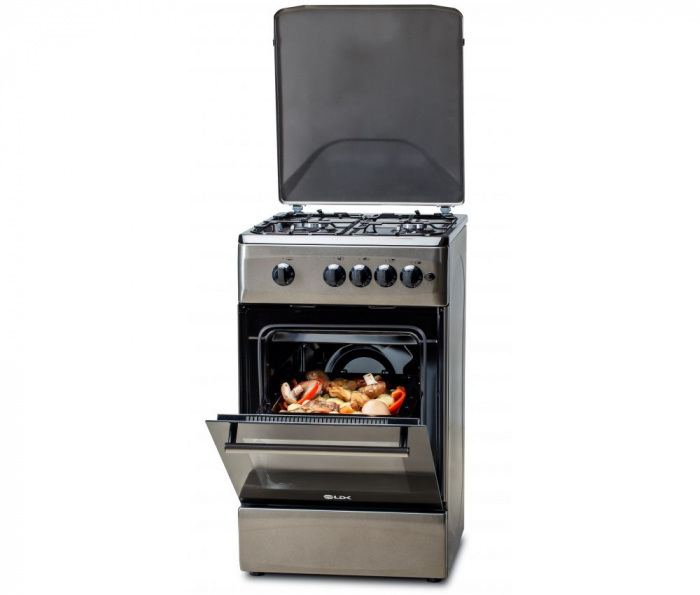 Aragaz LDK 5060 A Shiny Grey RMV NG, Gaz, 4 Arzatoare, Siguranta, Aprindere electrica, Capac metalic, 50x60 cm, Gri [1]