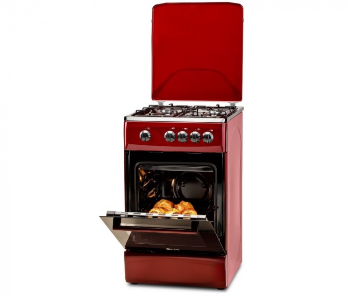 Aragaz LDK 5060 Bordo RMV, Gaz, 4 arzatoare, Capac metalic, Siguranta, 50 x 60 cm, Rosu inchis [1]