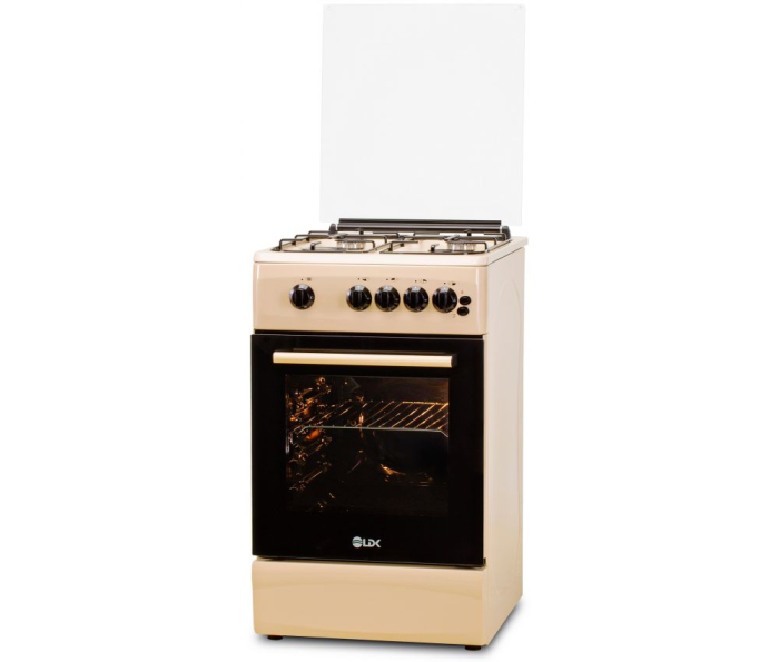 Aragaz LDK 5060 GRAI Crem RMV, Gaz, 4 Arzatoare, Siguranta, Grill, Rotisor, Aprindere, Iluminare, Capac sticla, Crem [2]