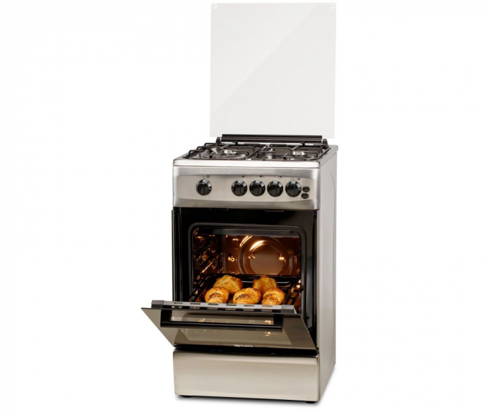 Aragaz LDK 5060 Grai IX RMV LPG, 4 Arzatoare, siguranta, grill, rotisor, aprindere, iluminare, capac sticla, 50 cm, inox [4]