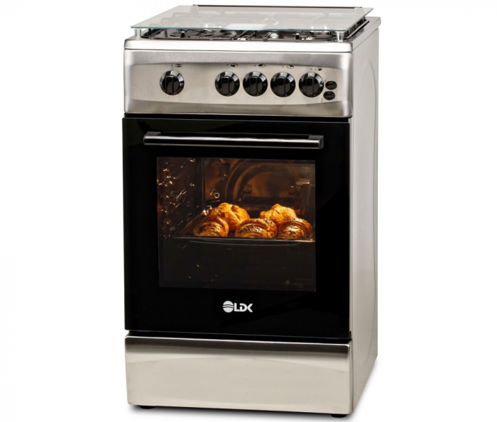 Aragaz LDK 5060 Grai IX RMV LPG, 4 Arzatoare, siguranta, grill, rotisor, aprindere, iluminare, capac sticla, 50 cm, inox [3]